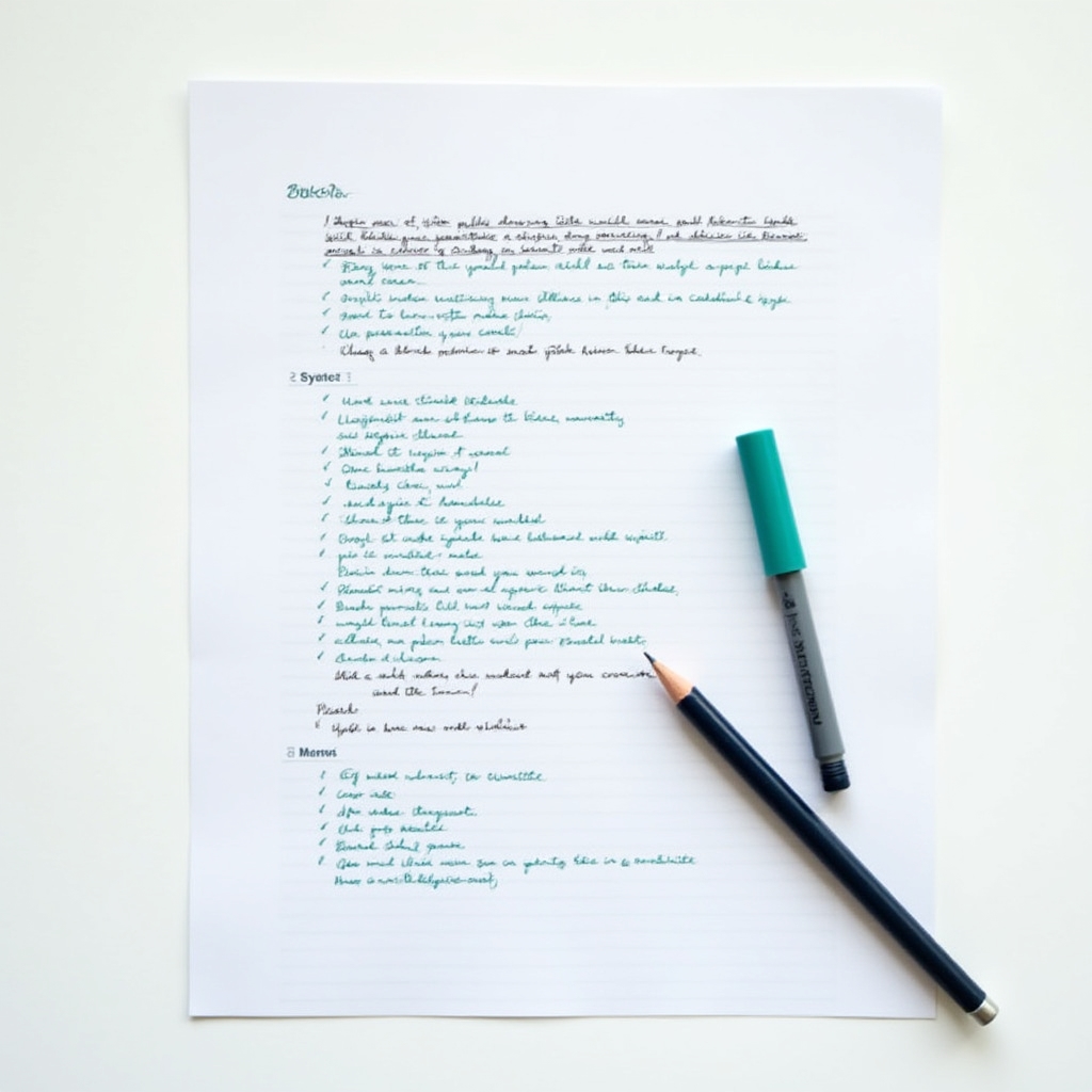 Printed banking contract checklist with highlighted sections